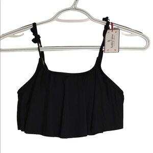 NWT Looking Glass Clothing Co Big Girls Bikini Top Size Small Black